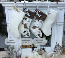 CHRISTMAS STOCKINGS Woodland Squirrel or Fox Sherpa Cuff Christmas Stocking - White Brown Personalized Stockings Christmas Kids Children & Family Holiday 2023