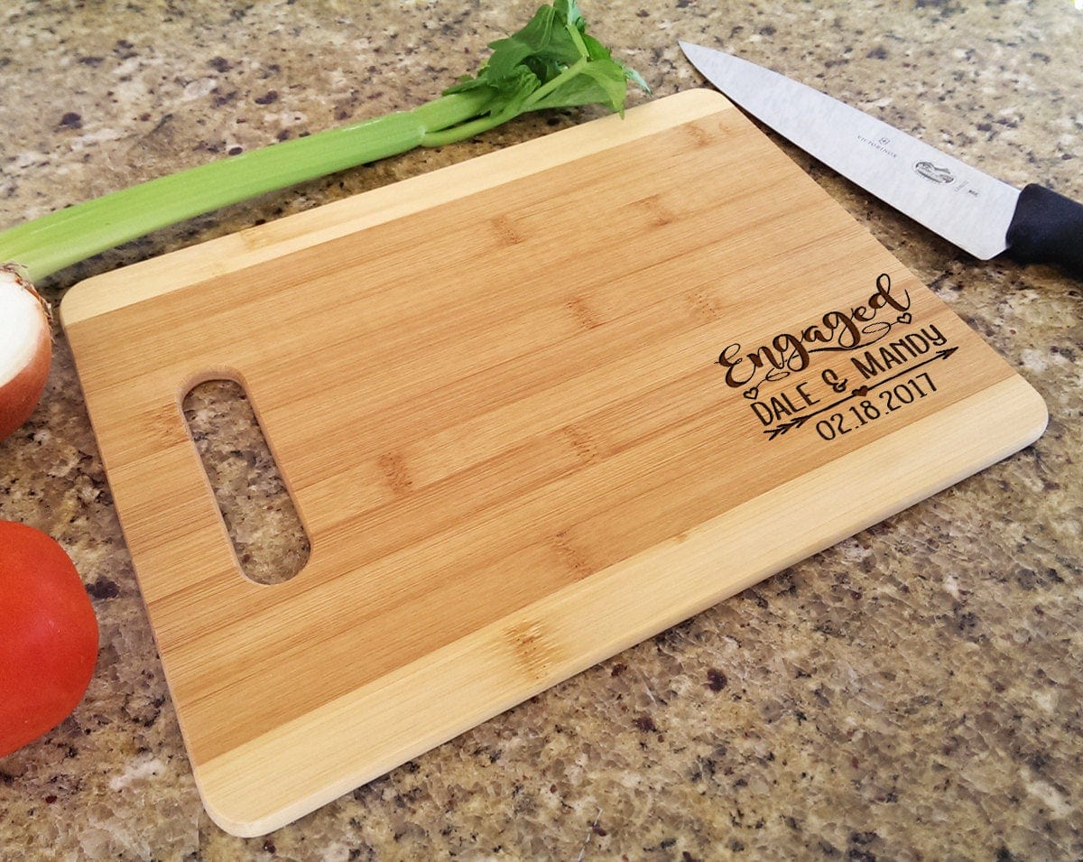 Custom Cutting Boards Newly Engaged Custom Cutting Board for Her Him Engagement Announcement Proposal Present Engagement Party Favor Bride Groom Engagement Gift