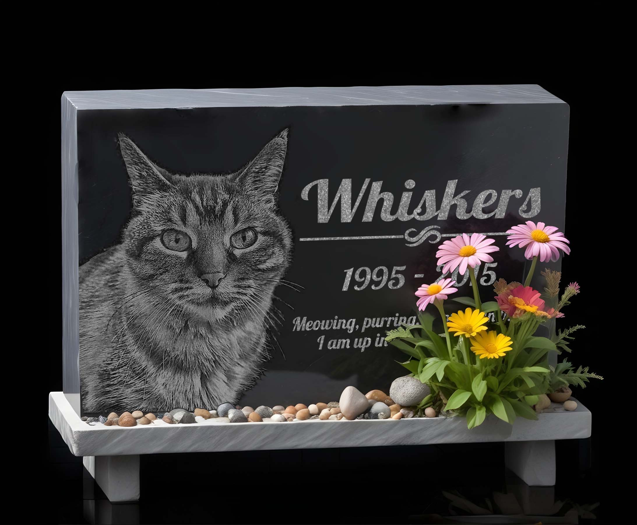 Cat Silhouette | Memorial Stone Personalized Outdoor Waterproof Black Granite