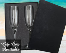 Buck and Doe Personalized Wedding Engagement Champagne Glass Gift, Set of 2 Custom Engraved Bride Groom Champagne Flutes, Toasting Glasses