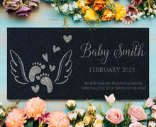 Personalized Baby Memorial Stone Garden Yard Indoor Outdoor Gift Loss of Infant Child Engraved Plaque Son Daughter Grief Angel Design