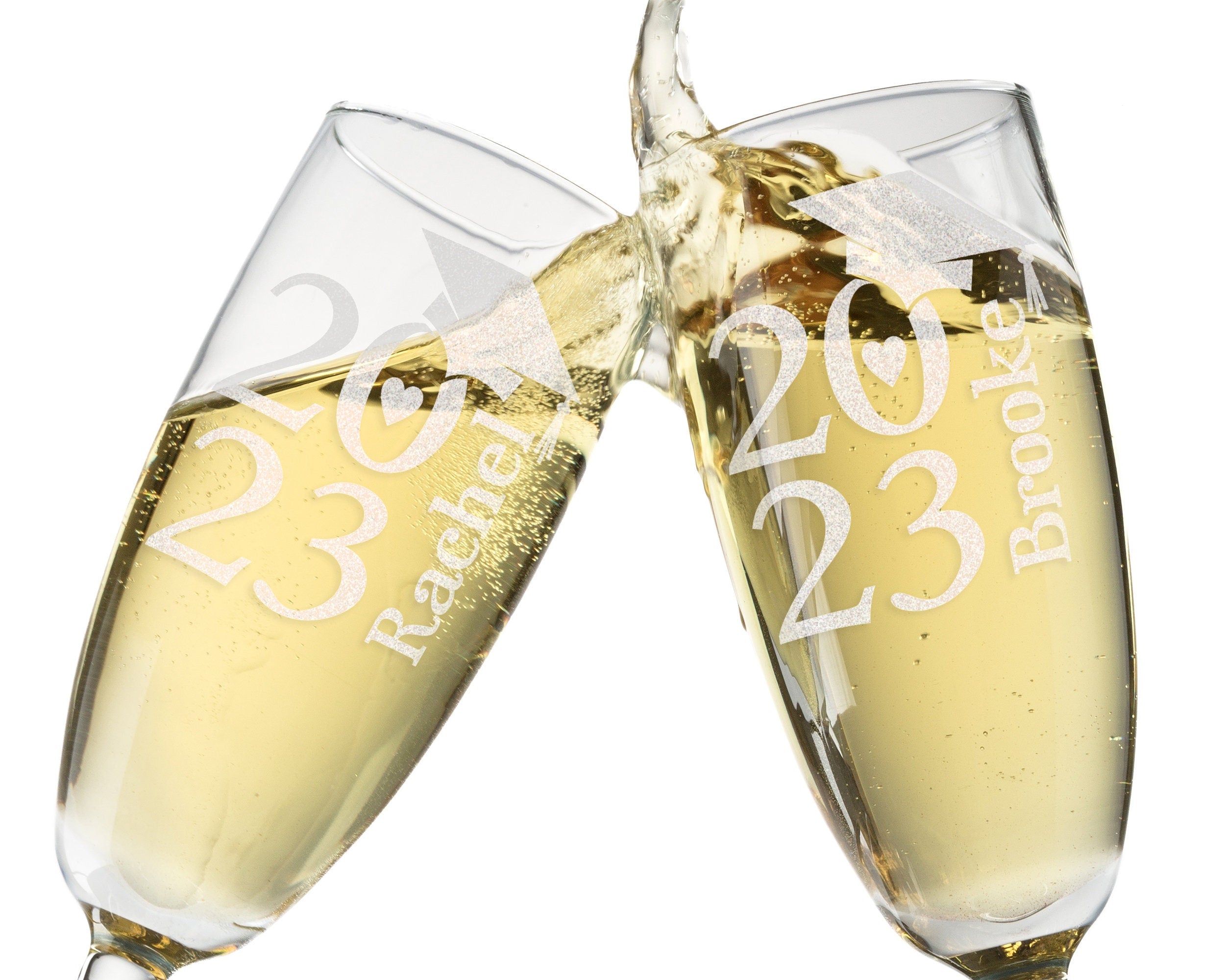 Class of 2024 Graduation Champagne Flute - Gifts for Women Men | College Dorm Room Decor | Gift Cap Graduate Toast for her Personalized