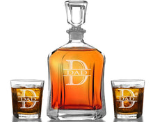 Fathers Day Whiskey Decanter Set with Glasses Perfect Gift for Bourbon Lovers Dad, Grandpa, Daddy, Papa, Pops, Papi, Husband