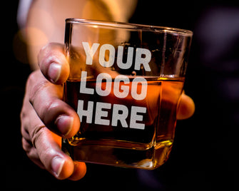 Engraved Whisky Glass Custom Logo Design for Bars, Pubs, Restaurants, Christmas Office Party Favors Clients, Employees, or Corporate Gifts