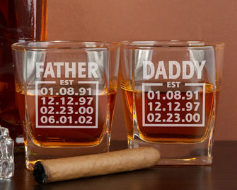 SHIPS FAST! Personalized Established Whiskey Glass Gift for Him Fathers Day, Birthday, New Dad, Bonus Dad From Wife, Kids, Grandchild