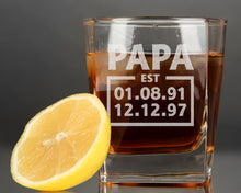 SHIPS FAST! Personalized Established Whiskey Glass Gift for Him Fathers Day, Birthday, New Dad, Bonus Dad From Wife, Kids, Grandchild