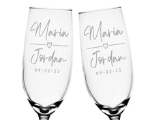 Personalized Wedding Champagne Flutes- Set of 2 Toasting Glasses | Bride and Groom Gifts | Registry By Bride’s Name | Unique Wedding