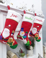 Applique Santa Snowman Christmas Stockings Personalized Embroidered for Kids Adults - Xmas Holiday Decor