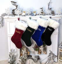 Large Velvet Stockings Personalized Christmas | Black Burgundy Blue Green off White Faux Fur Cuff | Extra Large Velvet Christmas Stockings