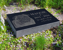 Engraved Memorial Plaque for Dog Cat w/ Heart Paw Prints, Personalized Gravestone Ornament w/ Photo, Outdoor Garden Sympathy Remembrance