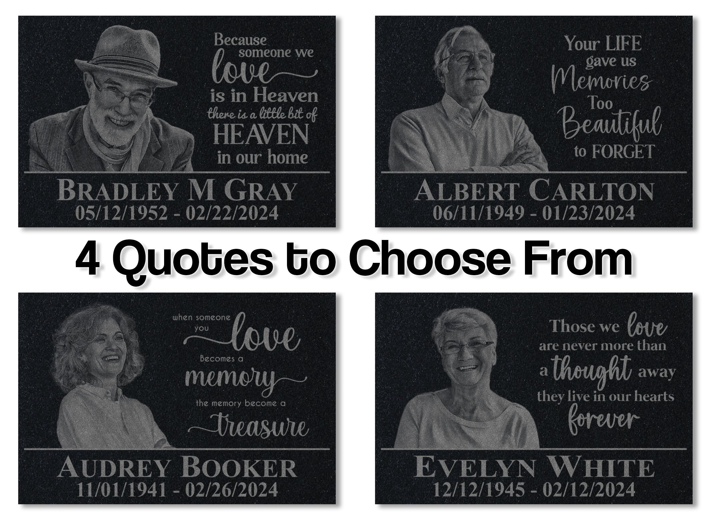 Personalized Photo Memorial Plaque w/ Meaningful Quote - Your Life Gave us Memories | Sympathy Garden Marker | Outdoors Cemetery Headstones