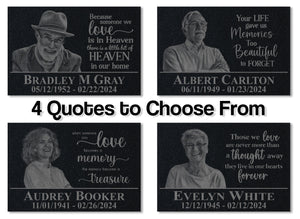 Personalized Photo Memorial Plaque w/ Meaningful Quote - Your Life Gave us Memories | Sympathy Garden Marker | Outdoors Cemetery Headstones