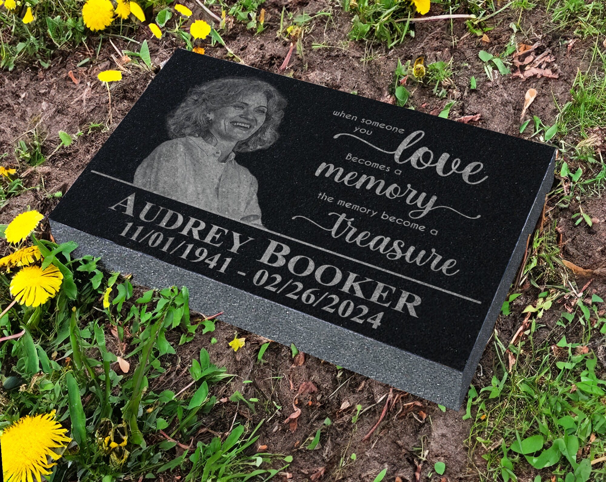 Personalized Photo Memorial Plaque w/ Meaningful Quote - Your Life Gave us Memories | Sympathy Garden Marker | Outdoors Cemetery Headstones