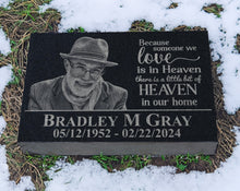 Custom Engraved Headstone: Personalized Grave Marker with Photo Plaque Sympathy Quote for Outdoor Human Memorial Stone Cemetery Decor