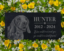 Engraved Memorial Plaque for Dog Cat w/ Heart Paw Prints, Personalized Gravestone Ornament w/ Photo, Outdoor Garden Sympathy Remembrance