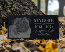 Personalized Memorial Headstone Dog Cat w/ Heart Paw Prints Photo: Patio | Lawn & Garden | Outdoor Decor Sculptures | Sympathy Gifts Tribute