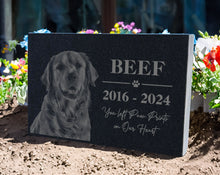 Engraved Memorial Plaque for Dog Cat w/ Heart Paw Prints, Personalized Gravestone Ornament w/ Photo, Outdoor Garden Sympathy Remembrance