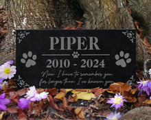 Engraved Memorial Plaque for Dog Cat w/ Heart Paw Prints, Personalized Gravestone Ornament w/ Photo, Outdoor Garden Sympathy Remembrance