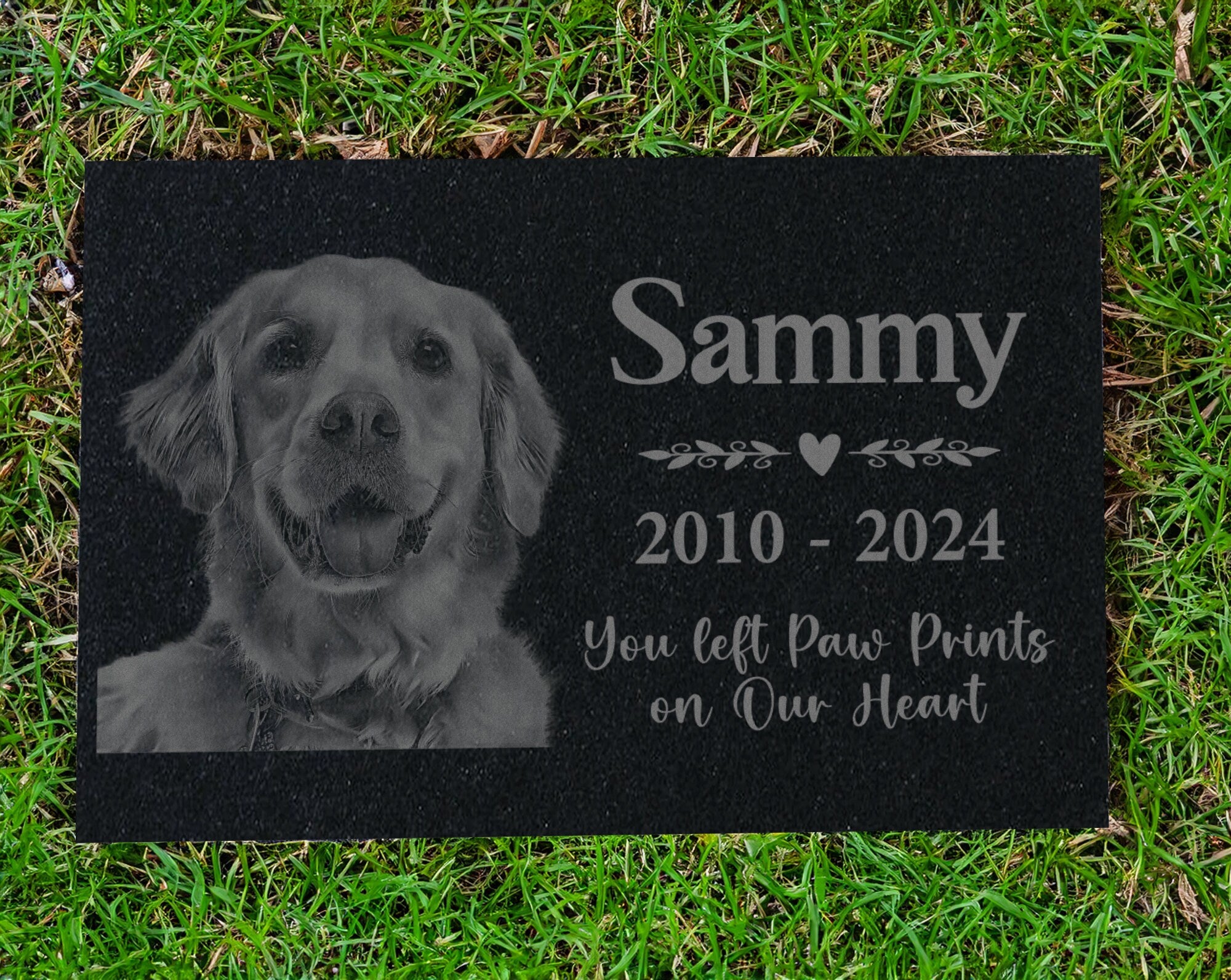 Personalized Pet Memorial Stones, Black Granite Memorial Garden Stone Engraved with Photo, Gifts for Someone Who Lost a Loved One, Dog, Cat