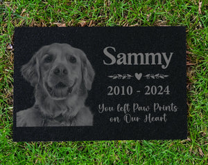 Personalized Pet Memorial Stones, Black Granite Memorial Garden Stone Engraved with Photo, Gifts for Someone Who Lost a Loved One, Dog, Cat