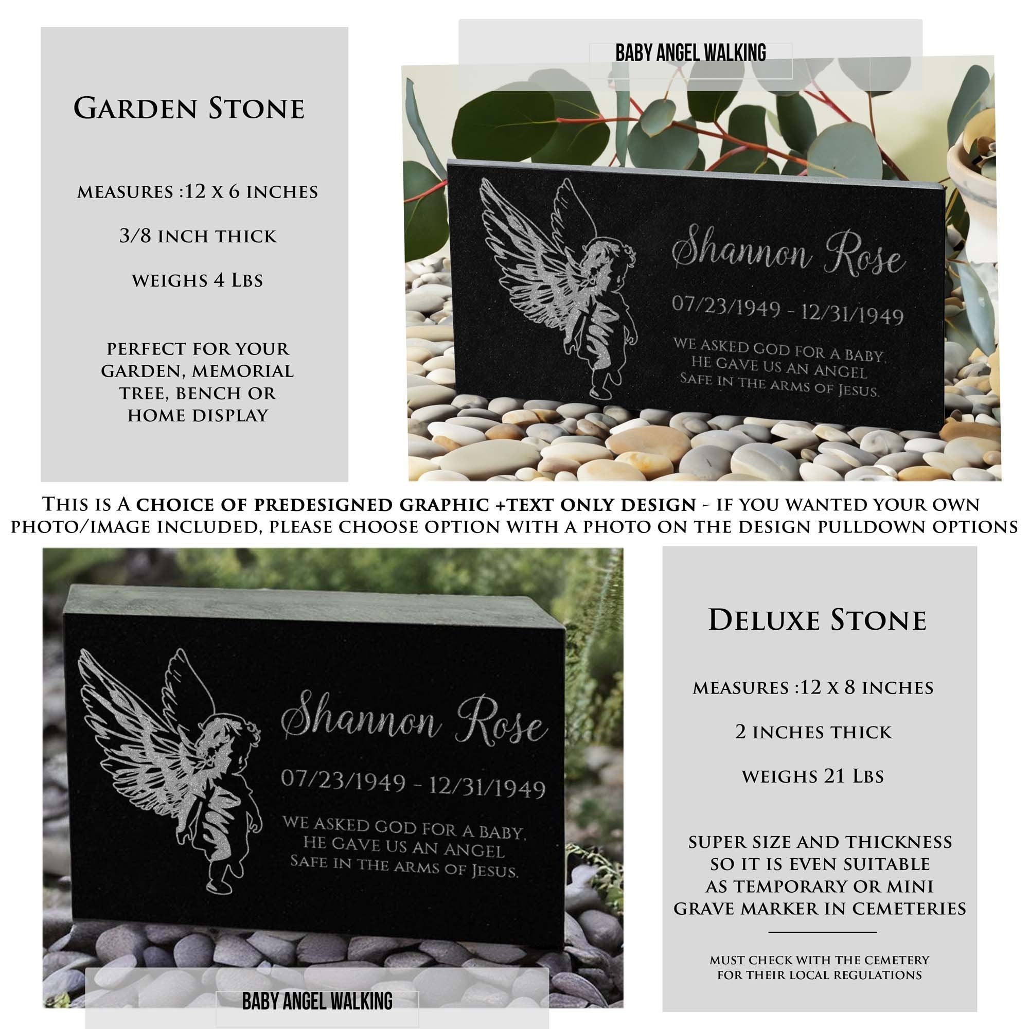 Granite Baby Headstone: Stillborn Pregnancy Loss Keepsake | Baby Footprints Memorial | Sympathy Gifts For Mom | In the Arms of Jesus