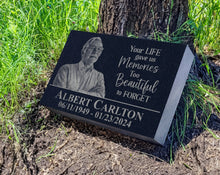 Personalized Photo Memorial Plaque w/ Meaningful Quote - Your Life Gave us Memories | Sympathy Garden Marker | Outdoors Cemetery Headstones