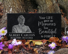 Large Customized Picture Tribute Stone - Because Someone We love is in Heaven | Words of Condolences Message Quotes Loss of Loved One