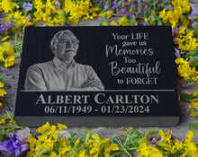 Custom Engraved Headstone: Personalized Grave Marker with Photo Plaque Sympathy Quote for Outdoor Human Memorial Stone Cemetery Decor