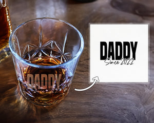 Fathers Day Gift for Dad, Husband, Grandpa - Whiskey Glass - Engraved Old Fashioned Rock Glass - Expecting Father, Daddy to be, New Dad Gift