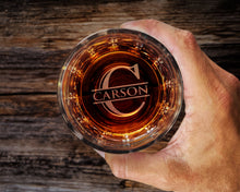 Custom Bourbon Gift for Men: Personalized Whiskey Glass w/ Bottom Engraving Initial Monogram for Dad, Wedding Party, Birthday & Father's Day