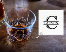 Custom Bourbon Gift for Men: Personalized Whiskey Glass w/ Bottom Engraving Initial Monogram for Dad, Wedding Party, Birthday & Father's Day