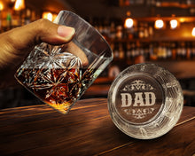 Fathers Day Papa Gift | Special Dad Cups | Engraved Bourbon Glass | Vintage Whiskey Drinkware | Bottom Etched Barware for Men | Kids Gift