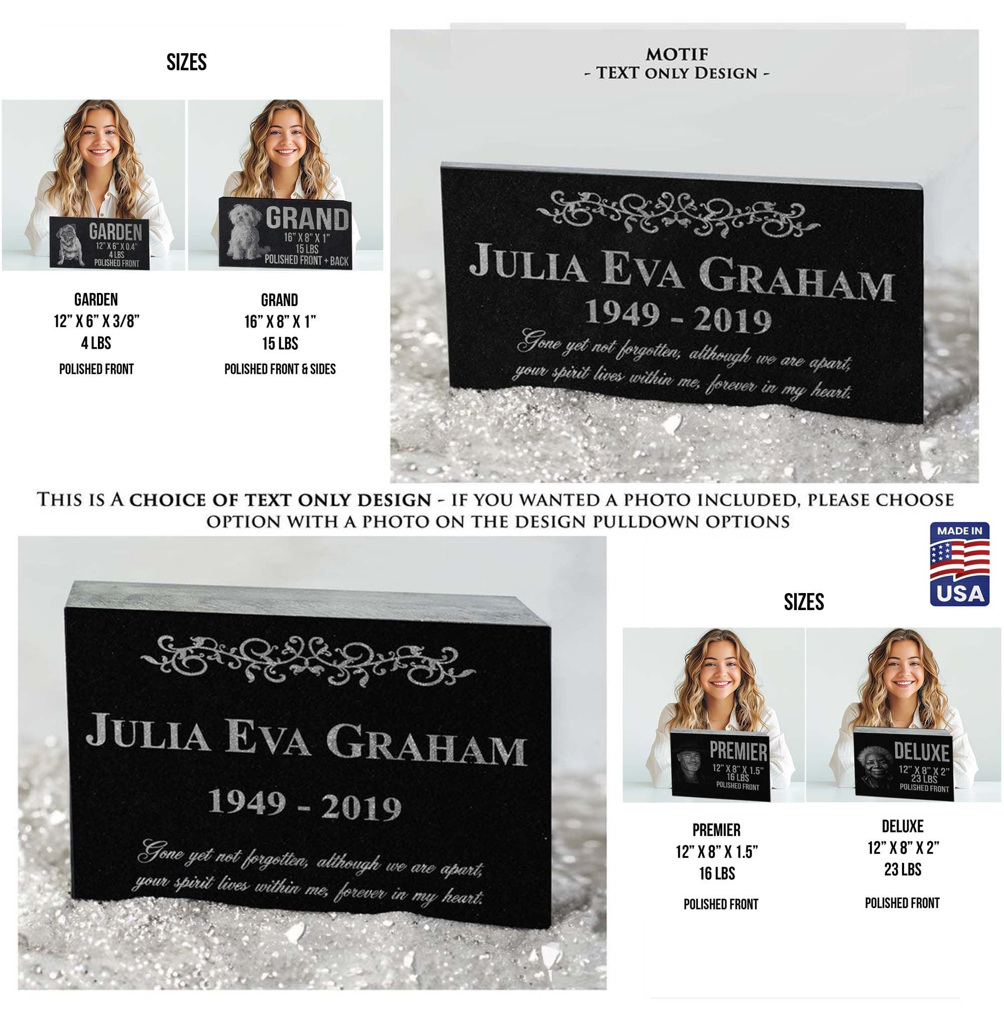Photo Custom Memorial Stone - In Loving Memory, Personalized Grave Garden Plaque, Granite, Outdoor Cemetery Decor, Sympathy Gift, Tribute