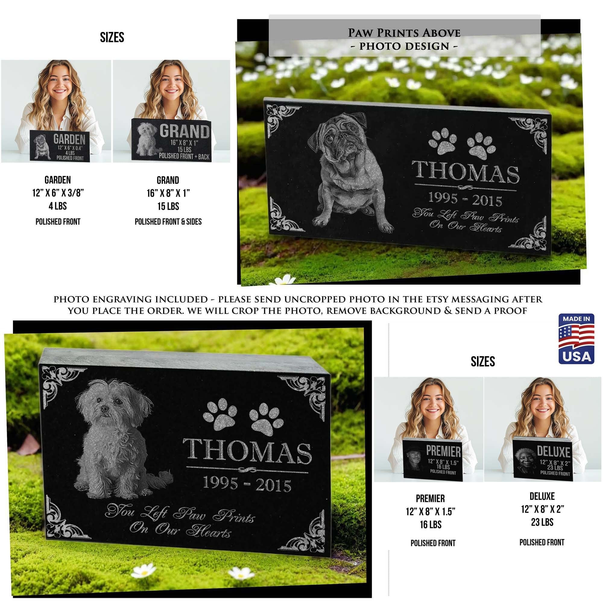 Personalized Memorial Gifts Loss of Pet: Sympathy Stones, Remembrance, Grave Markers for Dog or Cat - A Gift for Men, Women, Kids, Mother