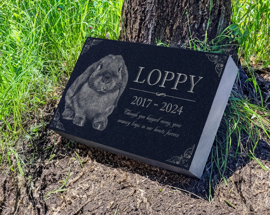 Personalized Memorial Stone - 12x6 Inch Black Granite Engraved Plaque For Loved Ones Or Pets