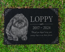 Rabbit Burial Stone | Pet Headstone Photo | Engraved Granite Outdoor Memorial Plaque for Rabbits | Rabbit Memory Stone | Bunny Lovers Gift