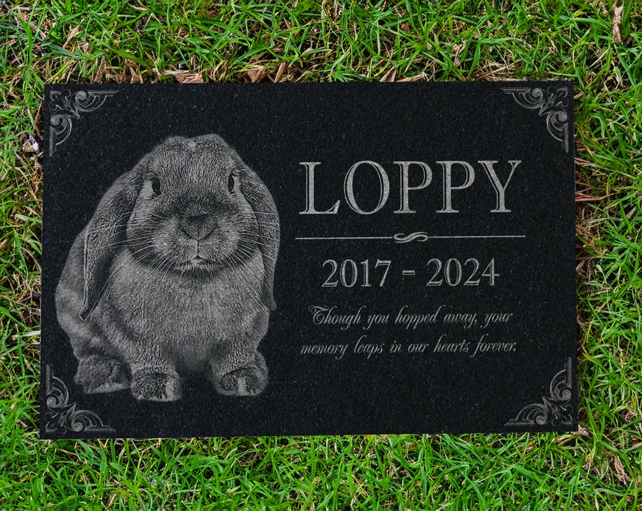 12x12 Personalized Pet Headstone, bunny 2024 rabbit tombstone Laser Engraved on the Grave Marker, monument, plaque, memorial, garden stone