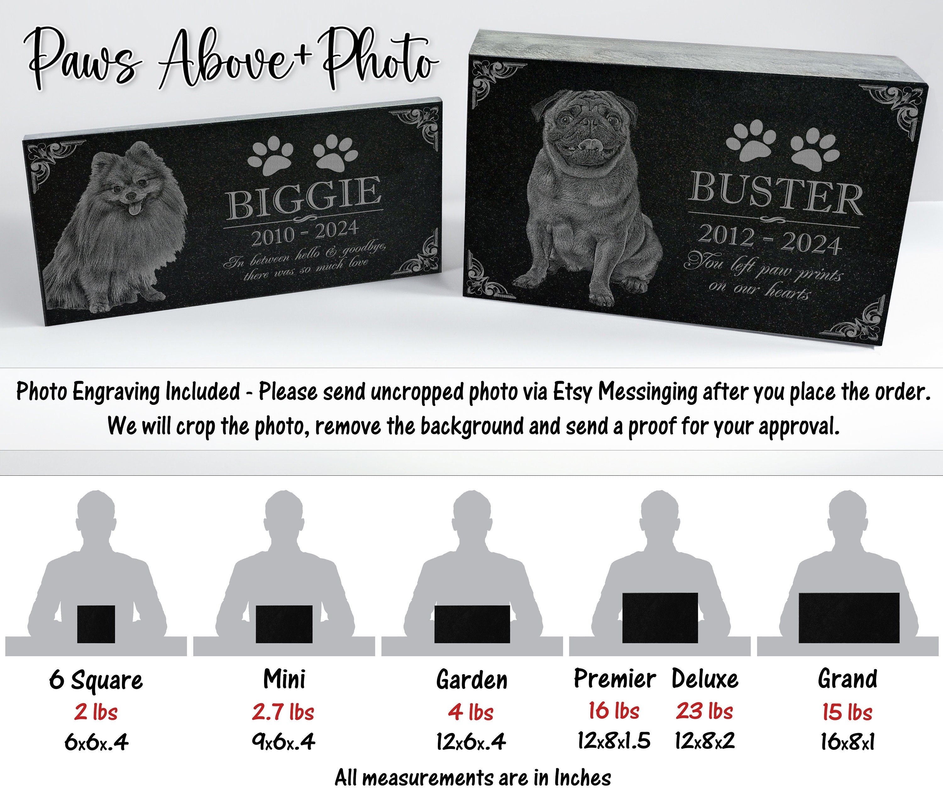 Personalized Custom Granite Dog Cat Memorial Headstone - Waterproof Pet Cemetery Marker with Photo Plaque for Outdoor Garden Stepping Stone