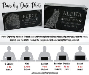 Photo Garden Tribute Pet Memorial: Headstone Burial Plaque for Dog, Cat, Rabbit, Horse, Cow, Goats - Cemetery Marker, Tombstone, Statue