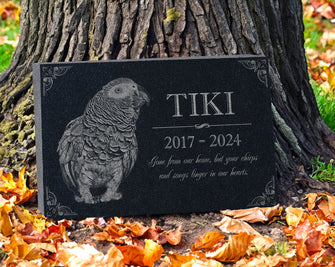 Photo Pet Memorial Gift for Bird Lovers: Parakeet & African Grey Parrot Parakeet Cockatiel Lovebird Memorial Stone | Pet Loss Burial Marker