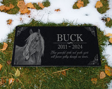 Custom Horse Memorial Stone | Personalized Photo Engraved Marker | Arabians, Thoroughbreds, Quarter Horses | Outdoor Stable & Garden Tribute