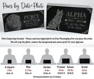 Multiple Pets Custom Pawprint Tribute: Engraved Loss of Dog Cat Memorial Stone, Animal Outdoor Plaque, Granite Memorial Garden Gravestone