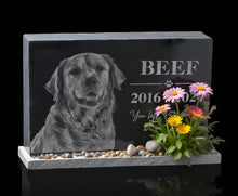 Engraved Memorial Plaque for Dog Cat w/ Heart Paw Prints, Personalized Gravestone Ornament w/ Photo, Outdoor Garden Sympathy Remembrance