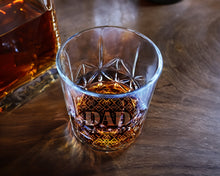 Personalized Whiskey Tumbler Glass | Bottom Engraving | Fathers Day | Home Bar | Gifts for Men, Dad, Grandpa | Bourbon Lowball Rock Glasses
