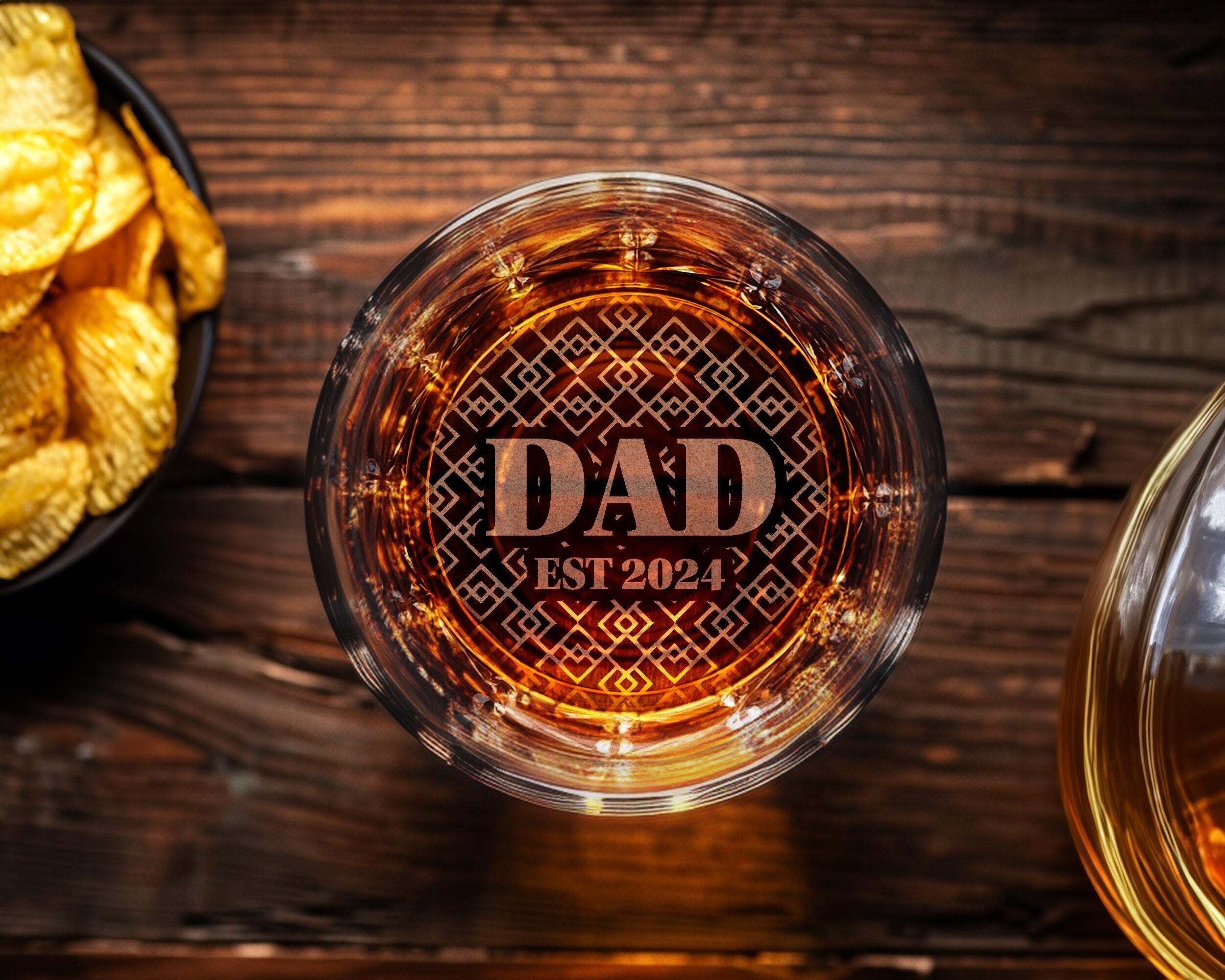 Personalized Whiskey Tumbler Glass | Bottom Engraving | Fathers Day | Home Bar | Gifts for Men, Dad, Grandpa | Bourbon Lowball Rock Glasses