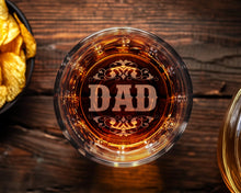 Fathers Day Papa Gift | Special Dad Cups | Engraved Bourbon Glass | Vintage Whiskey Drinkware | Bottom Etched Barware for Men | Kids Gift