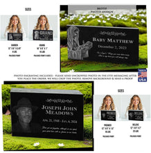 Custom Photo Laser Engraved Granite Headstone | Cemetery Grave Marker | Affordable Personalized Memorial Stone | Tombstone for Loved Ones