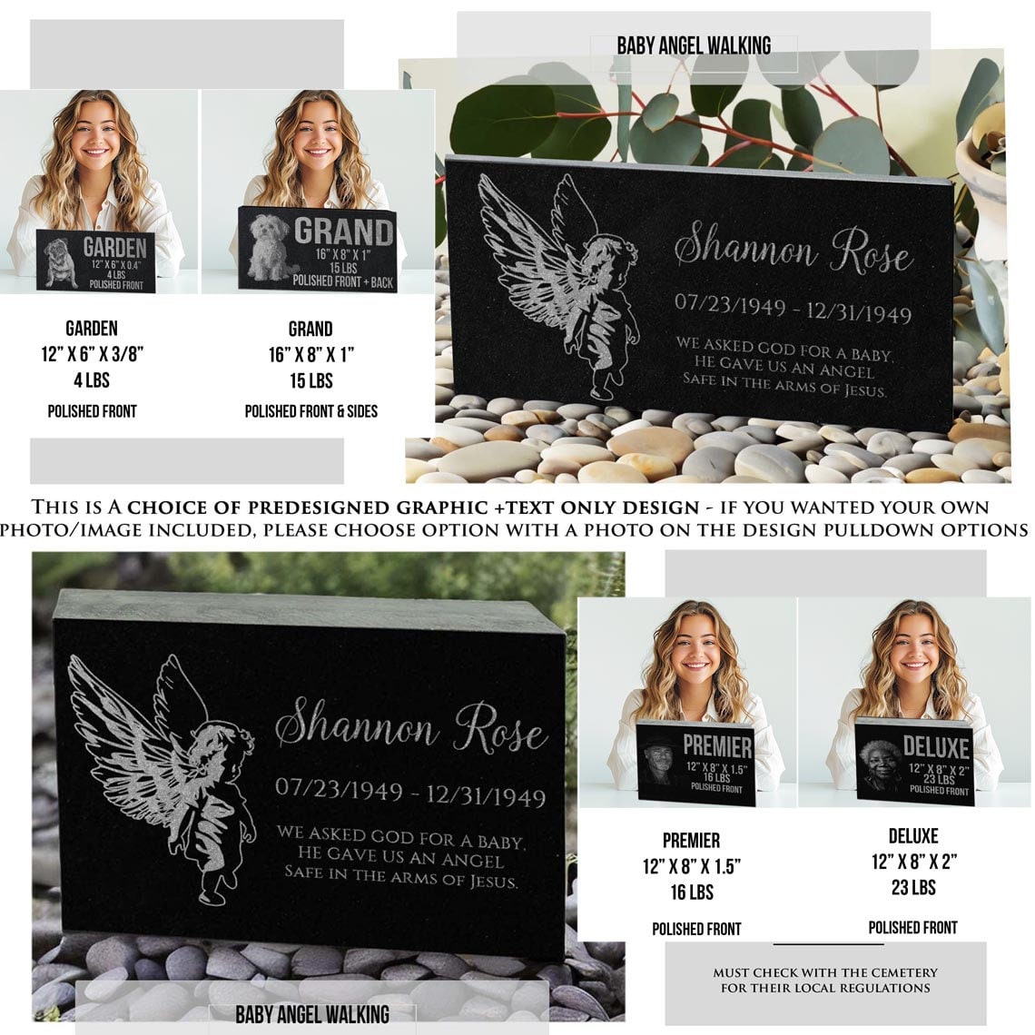 Baby Memorial Grave Marker: Infant Newborn Miscarriage Granite Headstone | Temporary Grave Marker | Garden Stone Sympathy Gift | Baby Loss