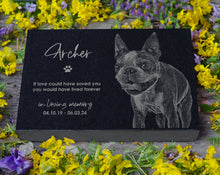 In Loving Memory Pet Memorial Stone w/ Engraved Photo: Dog, Cat, Pet Grave Marker for Backyard, Garden Tribute, Cemetery Tombstone Loss Gift