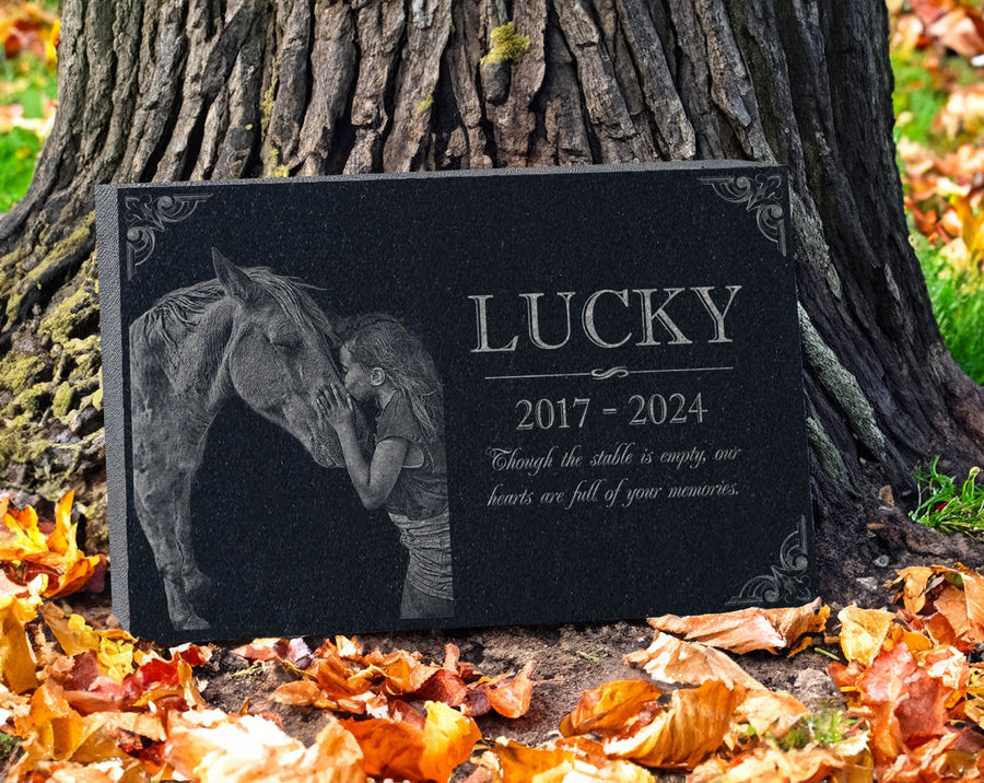 Horse Memorial Stone, 7-10” wide River Rock Custom on sale Headstone, Pet Memorial Sympathy Gift with optional Cremation Niche & Container